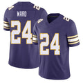 Minnesota #24 Ward Player Football V Neck Short Sleeve Purple Jersey Jay For Men Youth Women Gift
