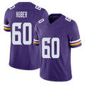Minnesota #60 Huber Player Football V Neck Short Sleeve Jersey Purple Joe For Men Youth Women Gift