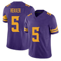 Minnesota #5 Hekker Purple Player Football V Neck Short Sleeve Jersey Johnny For Men Youth Women Gift