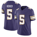 Minnesota #5 Hekker Player Football V Neck Short Sleeve Purple Jersey Johnny For Men Youth Women Gift