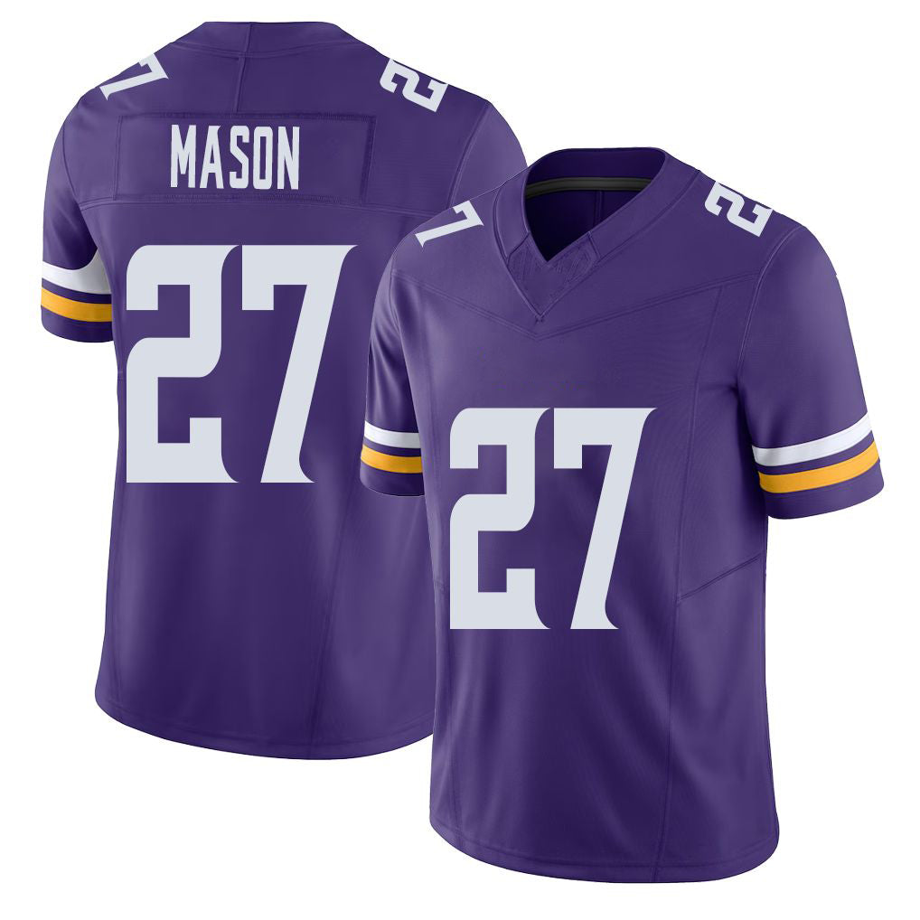 Minnesota #27 Mason Player Football V Neck Short Sleeve Jersey Purple Jordan For Men Youth Women Gift
