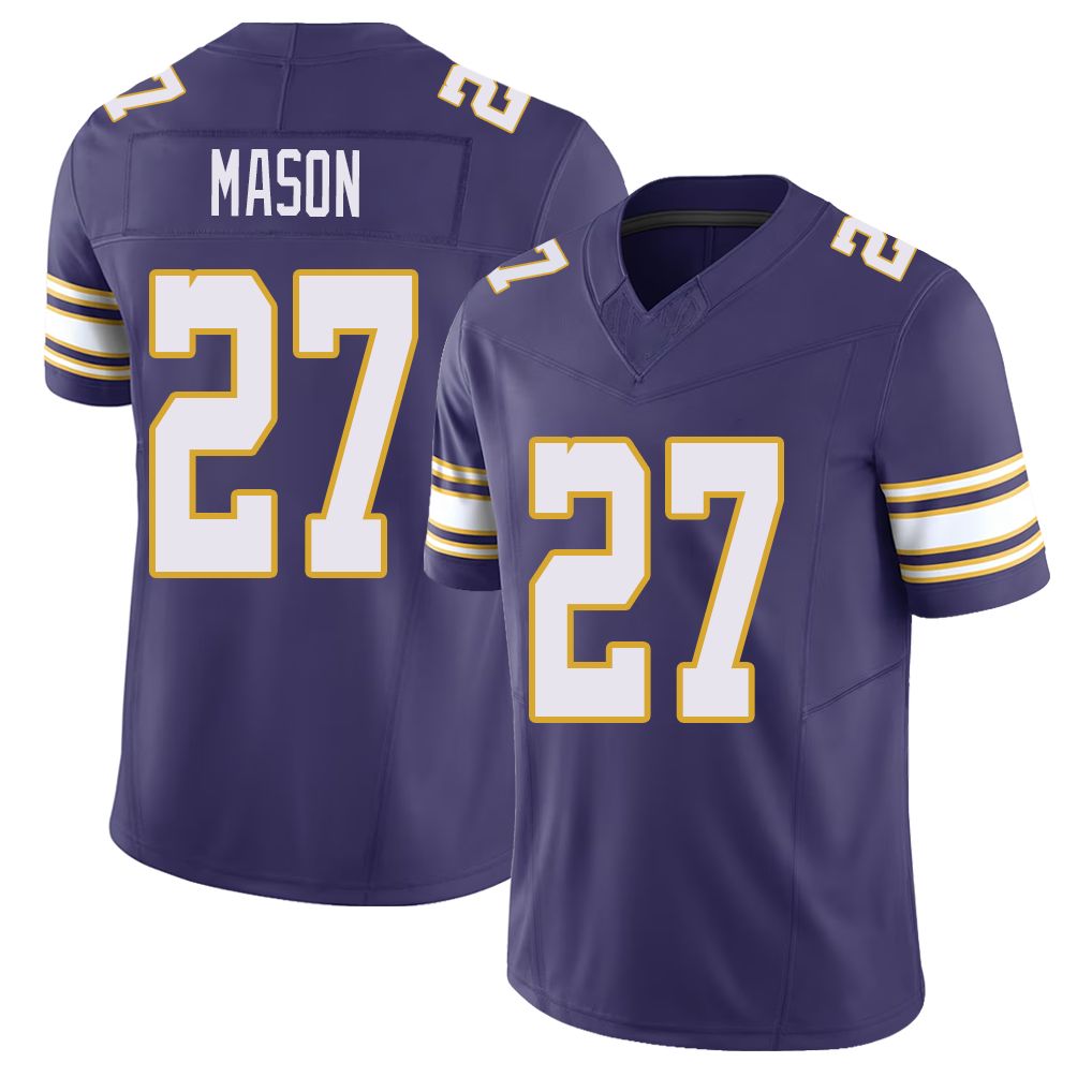 Minnesota #27 Mason Player Football V Neck Short Sleeve Purple Jersey Jordan For Men Youth Women Gift