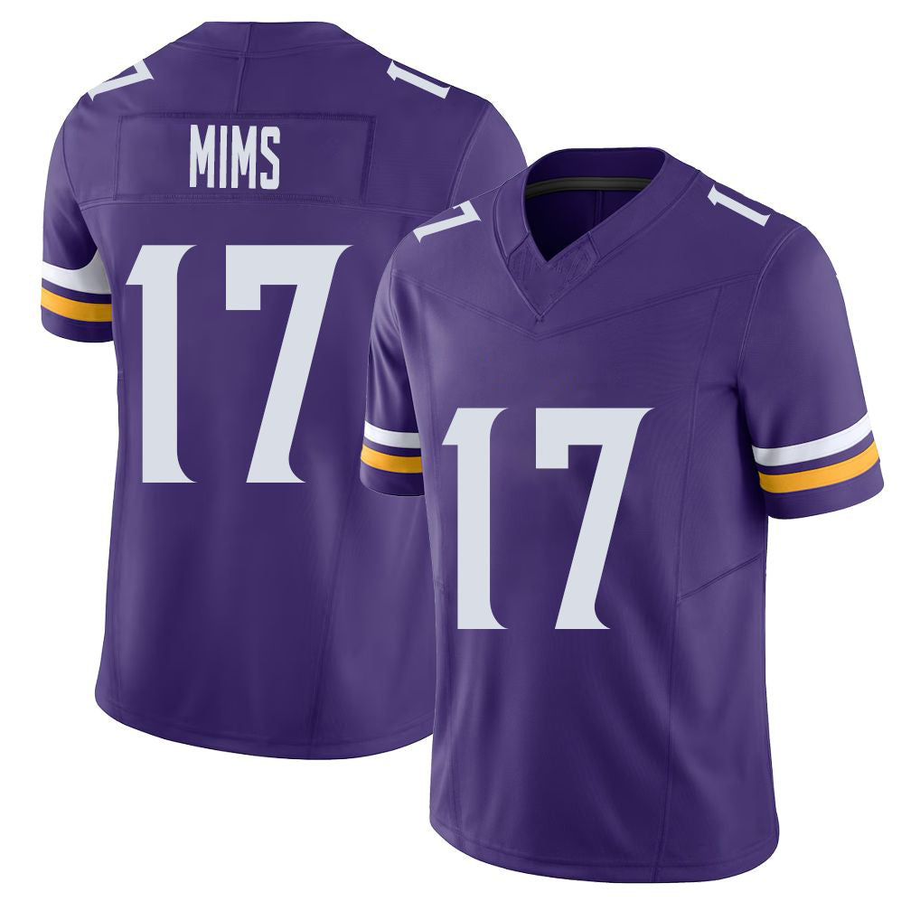 Minnesota #17 Mims Player Football V Neck Short Sleeve Jersey Purple Jordan For Men Youth Women Gift