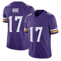 Minnesota #17 Mims Player Football V Neck Short Sleeve Jersey Purple Jordan For Men Youth Women Gift