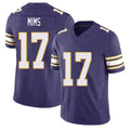 Minnesota #17 Mims Player Football V Neck Short Sleeve Purple Jersey Jordan For Men Youth Women Gift