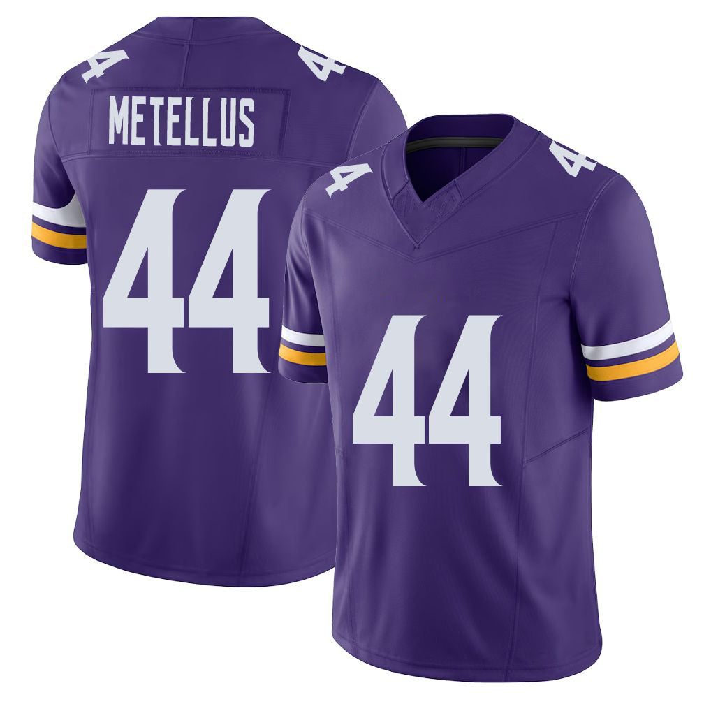 Minnesota #44 Metellus Player Football V Neck Short Sleeve Jersey Purple Josh For Men Youth Women Gift