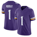 Minnesota #1 Murray Player Football V Neck Short Sleeve Jersey Purple Kyler For Men Youth Women Gift