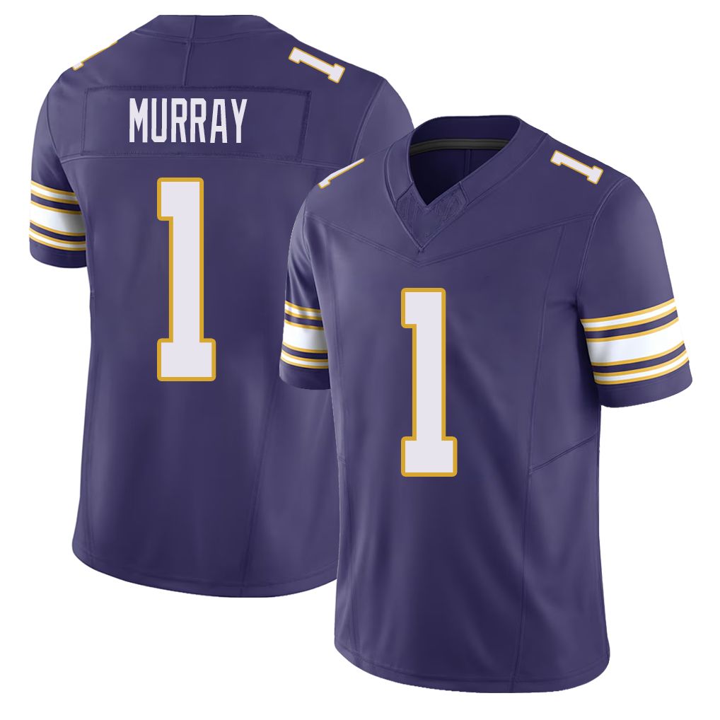 Minnesota #1 Murray Player Football V Neck Short Sleeve Purple Jersey Kyler For Men Youth Women Gift