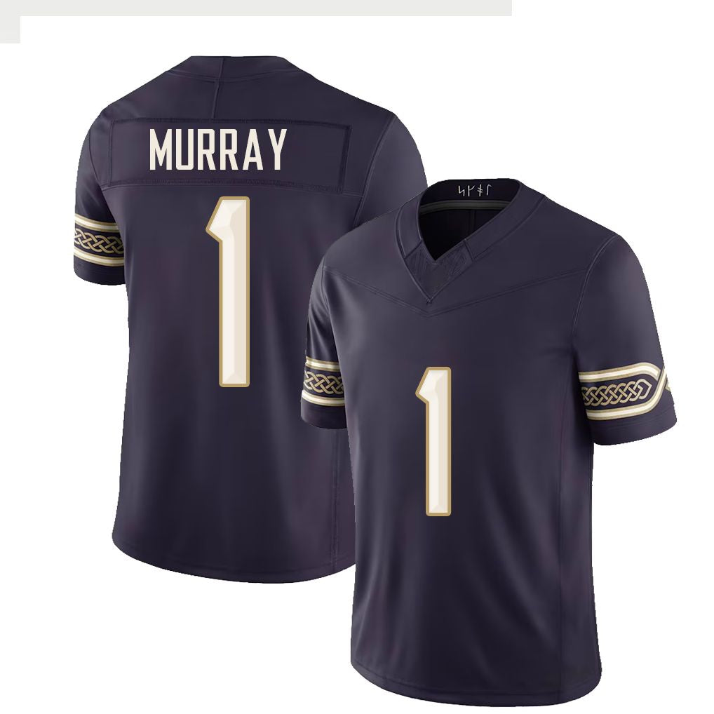 Minnesota #1 Murray Player Football V Neck Short Sleeve Purple Jersey Kyler For Men Youth Women Gift