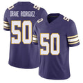 Minnesota #50 Drake Rodriguez Player Football V Neck Short Sleeve Purple Jersey Levi For Men Youth Women Gift