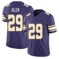 Minnesota #29 Allen Player Football V Neck Short Sleeve Purple Jersey Marcus For Men Youth Women Gift