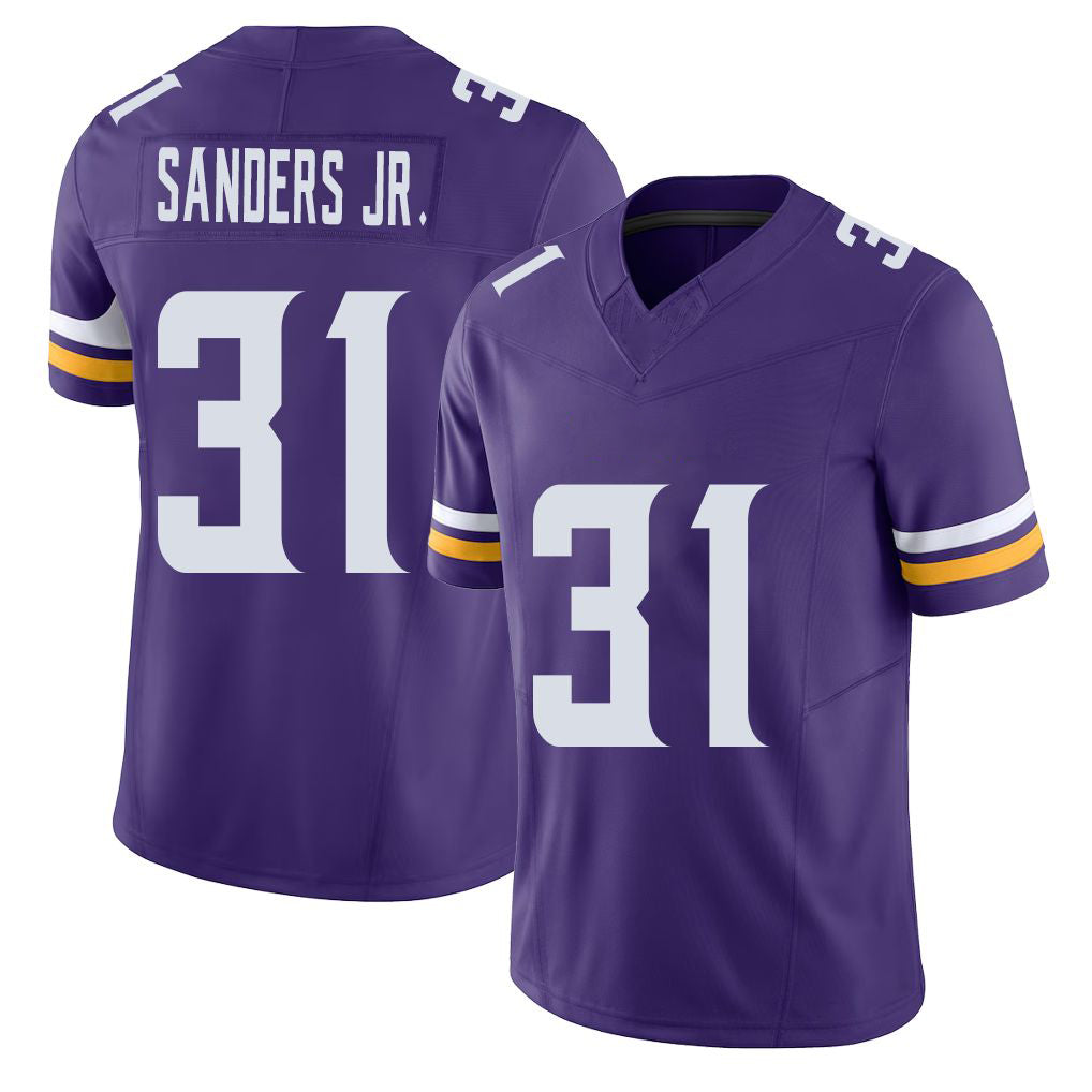 Minnesota #31 Sanders Jr. Player Football V Neck Short Sleeve Jersey Purple Marcus For Men Youth Women Gift
