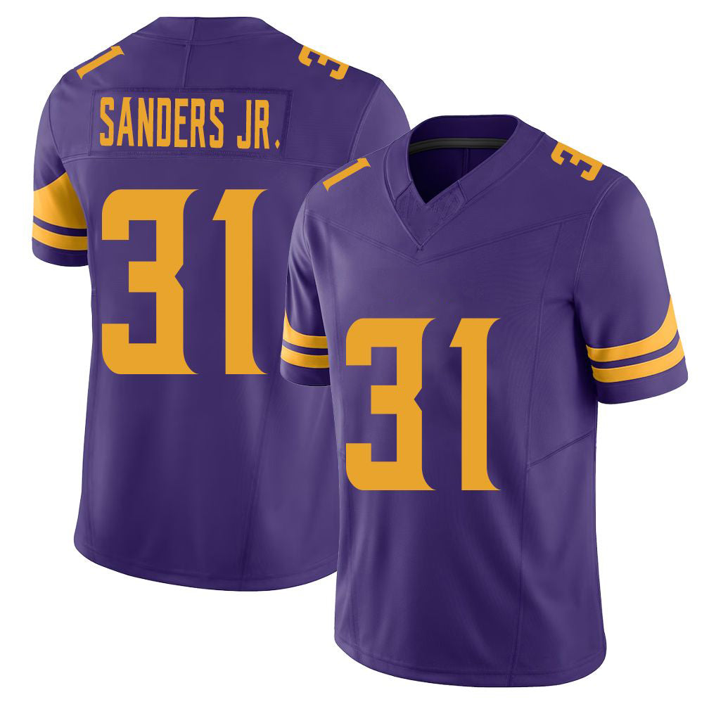Minnesota #31 Sanders Jr. Purple Player Football V Neck Short Sleeve Jersey Marcus For Men Youth Women Gift