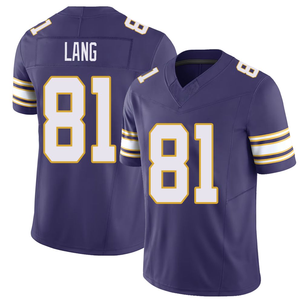 Minnesota #81 Lang Player Football V Neck Short Sleeve Purple Jersey Marshall For Men Youth Women Gift