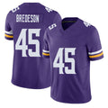 Minnesota #45 Bredeson Player Football V Neck Short Sleeve Jersey Purple Max For Men Youth Women Gift