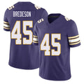 Minnesota #45 Bredeson Player Football V Neck Short Sleeve Purple Jersey Max For Men Youth Women Gift