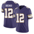 Minnesota #12 Brosmer Player Football V Neck Short Sleeve Purple Jersey Max For Men Youth Women Gift