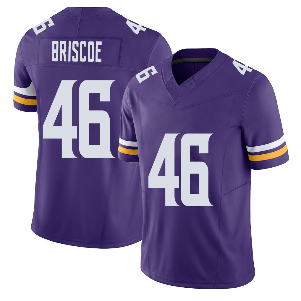 Minnesota #46 Briscoe Player Football V Neck Short Sleeve Jersey Purple Michael For Men Youth Women Gift