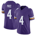 Minnesota #4 Price Player Football V Neck Short Sleeve Jersey Purple Myles For Men Youth Women Gift
