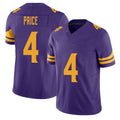 Minnesota #4 Price Purple Player Football V Neck Short Sleeve Jersey Myles For Men Youth Women Gift