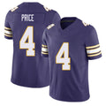 Minnesota #4 Price Player Football V Neck Short Sleeve Purple Jersey Myles For Men Youth Women Gift
