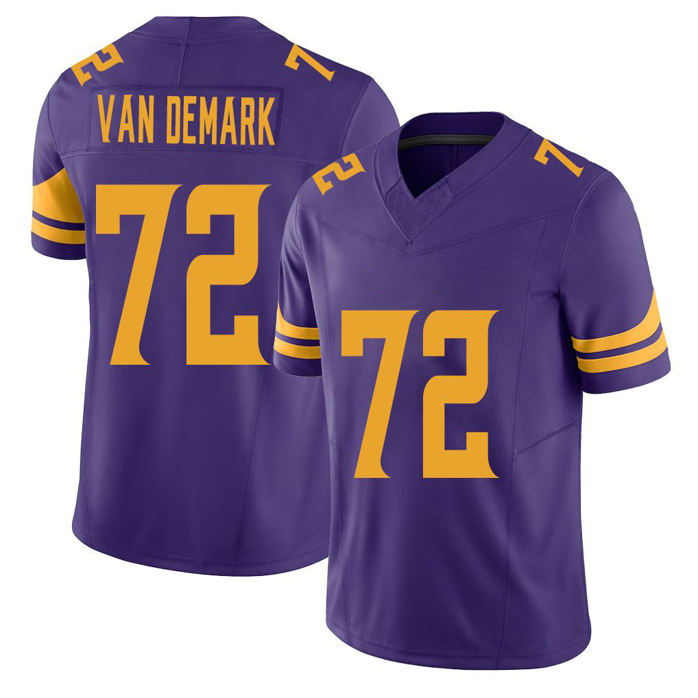 Minnesota #72 Van Demark Purple Player Football V Neck Short Sleeve Jersey Ryan For Men Youth Women Gift