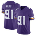 Minnesota #91 Vilbert Player Football V Neck Short Sleeve Jersey Purple Smith For Men Youth Women Gift