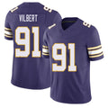 Minnesota #91 Vilbert Player Football V Neck Short Sleeve Purple Jersey Smith For Men Youth Women Gift
