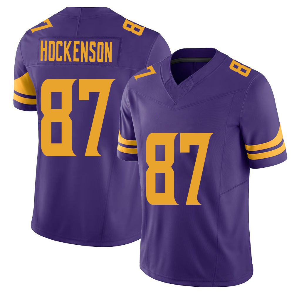 Minnesota #87 Hockenson Purple Player Football V Neck Short Sleeve Jersey T.J. For Men Youth Women Gift