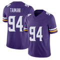 Minnesota #94 Taimani Player Football V Neck Short Sleeve Jersey Purple Taki For Men Youth Women Gift