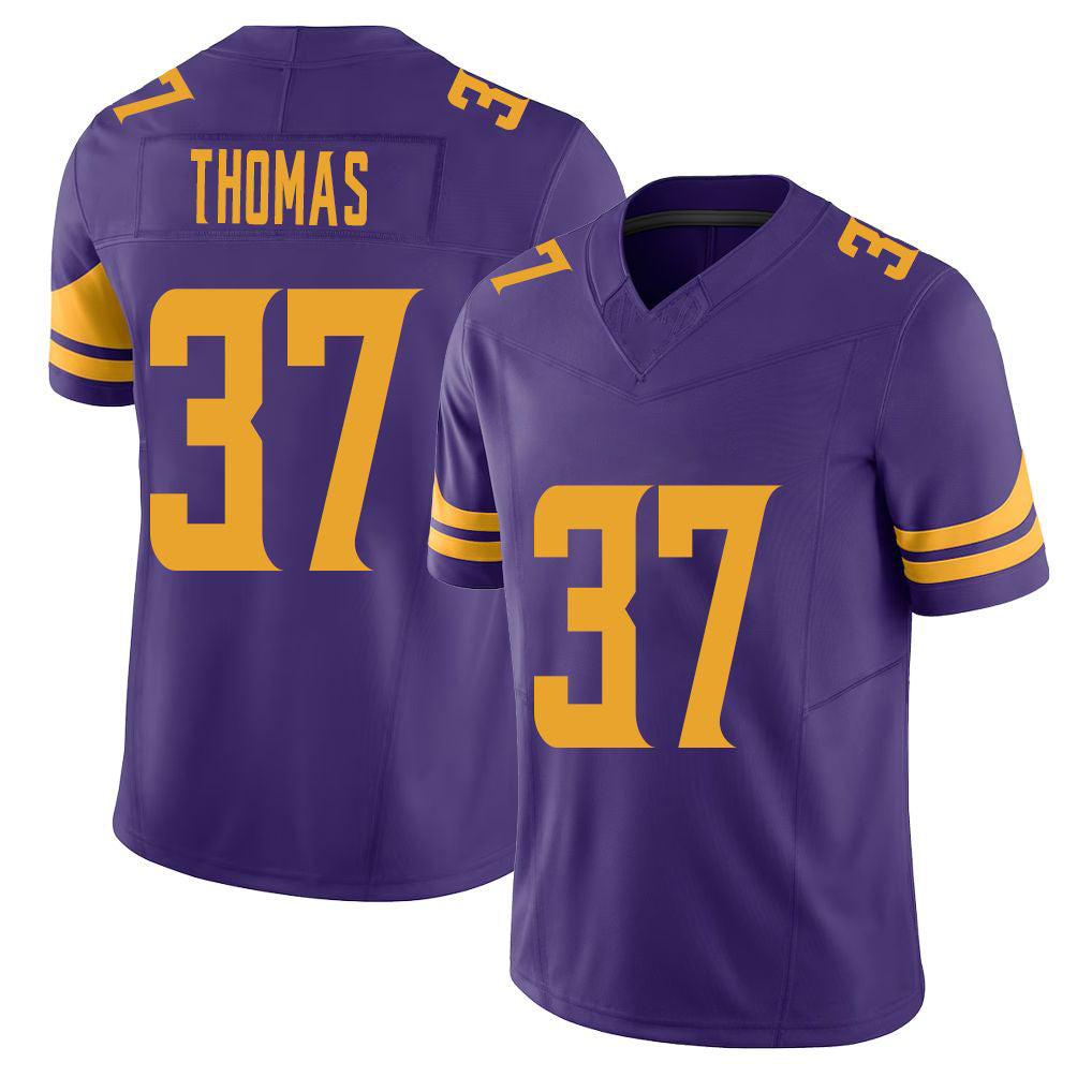 Minnesota #37 Thomas Purple Player Football V Neck Short Sleeve Jersey Tavierre For Men Youth Women Gift