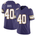 Minnesota #40 Davis Player Football V Neck Short Sleeve Purple Jersey Terrill For Men Youth Women Gift