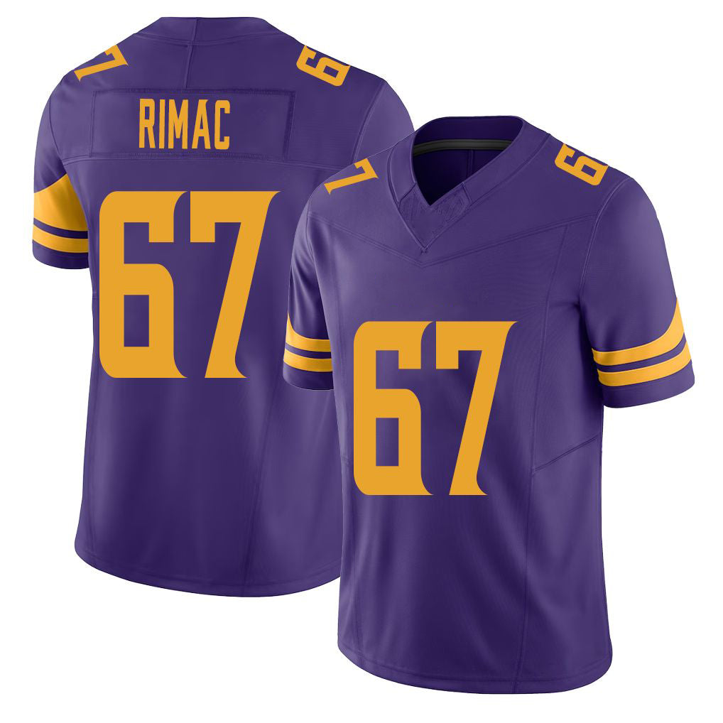 Minnesota #67 Rimac Purple Player Football V Neck Short Sleeve Jersey Tomas For Men Youth Women Gift