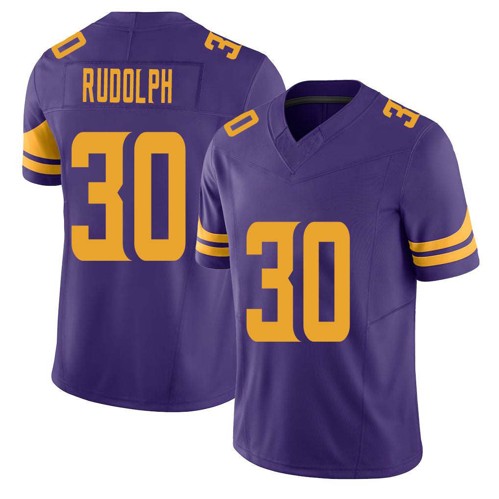 Minnesota #30 Rudolph Purple Player Football V Neck Short Sleeve Jersey Trayvon For Men Youth Women Gift