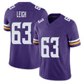 Minnesota #63 Leigh Player Football V Neck Short Sleeve Jersey Purple Tristan For Men Youth Women Gift