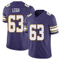 Minnesota #63 Leigh Player Football V Neck Short Sleeve Purple Jersey Tristan For Men Youth Women Gift