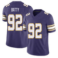 Minnesota #92 Batty Player Football V Neck Short Sleeve Purple Jersey Tyler For Men Youth Women Gift