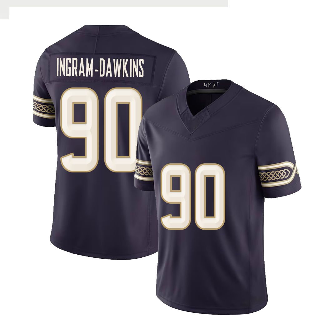 Minnesota #90 Ingram-Dawkins Player Football V Neck Short Sleeve Purple Jersey Tyrion For Men Youth Women Gift