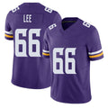 Minnesota #66 Lee Player Football V Neck Short Sleeve Jersey Purple Vershon For Men Youth Women Gift