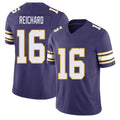 Minnesota #16 Reichard Player Football V Neck Short Sleeve Purple Jersey Will For Men Youth Women Gift