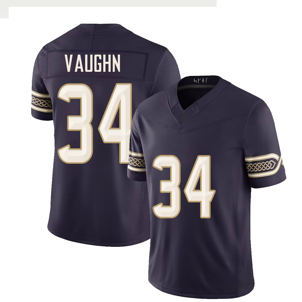 Minnesota #34 Vaughn Player Football V Neck Short Sleeve Purple Jersey Zemaiah For Men Youth Women Gift
