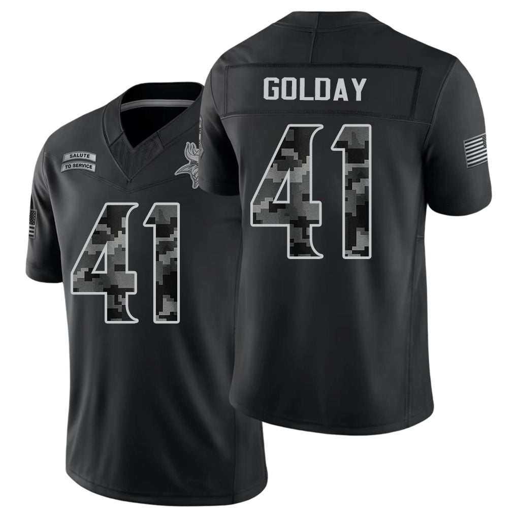 Minnesota #41 Golday Player Football V Neck Short Sleeve Black Jersey Jake For Men Youth Women Gift