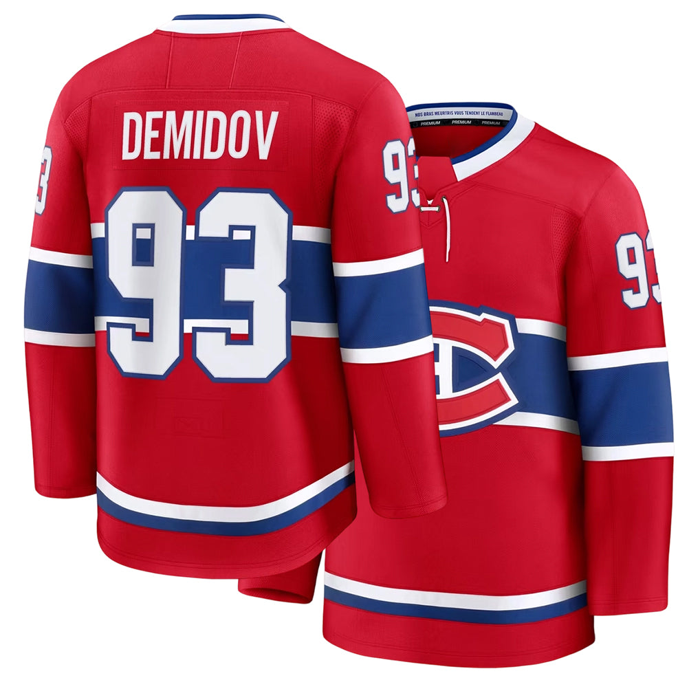 Mens Montreal #93 Demidov Player Ice hockey Long Sleeve Red Ivan Jersey