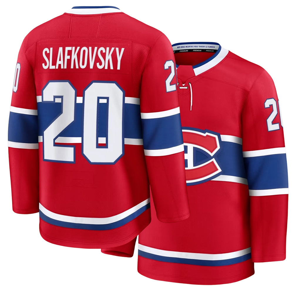 Mens Montreal #20 Slafkovsky Player Ice hockey Long Sleeve Red Juraj Jersey
