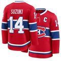 Mens Montreal #14 Suzuki Player Ice hockey Long Sleeve Red Nick Jersey