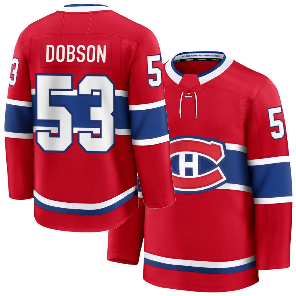 Mens Montreal #53 Dobson Player Ice hockey Long Sleeve Red Noah Jersey