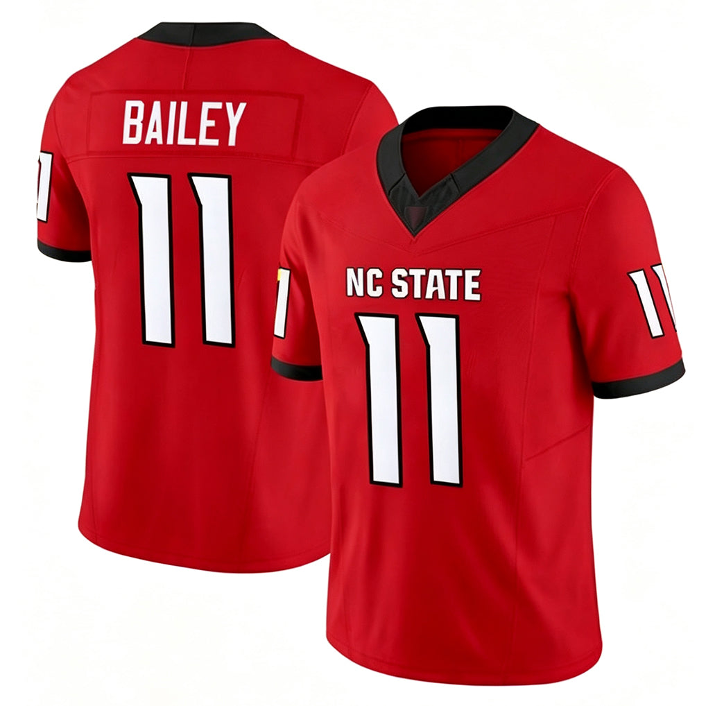 NC State #11 Bailey Player College Football V Neck Short Sleeve Red Jersey CJ For Men Youth Women