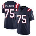 New England #75 Vera-Tucker Player Football V Neck Short Sleeve Navy Jersey Alijah For Men Youth Women Gift