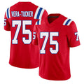 New England #75 Vera-Tucker Player Football V Neck Short Sleeve Red Jersey Alijah For Men Youth Women Gift