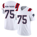 New England #75 Vera-Tucker Player Football V Neck Short Sleeve White Jersey Alijah For Men Youth Women Gift
